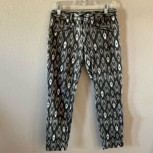 Gap Diamond Argyle Print Pants Cotton Stretch Chino Gray & White Women’s Size 6R